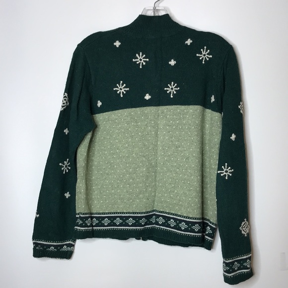 Karen Scott Green Winter Sweater with Snowmen and Snowflakes Petite Medium - Picture 11 of 11